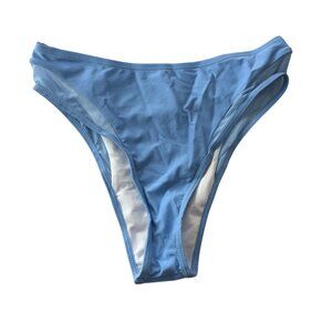 Shein Womens Blue Bikini Bottom High-Cut Mesh Panels Nylon/Spandex Swimwear M